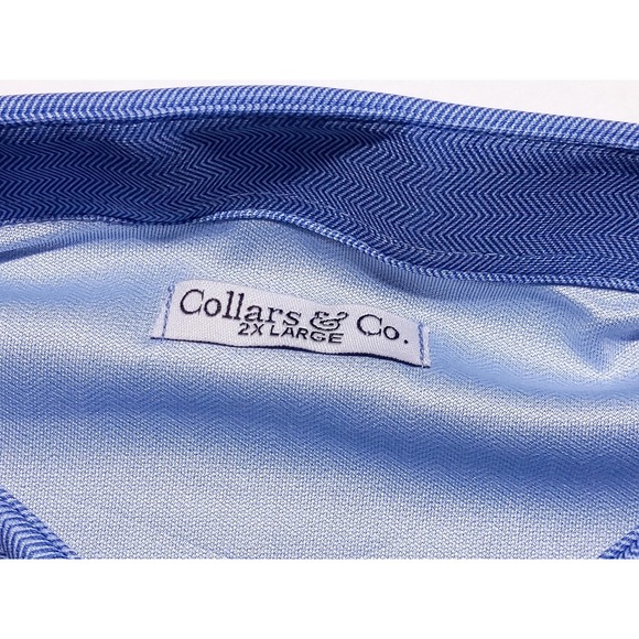 COLLARS & CO Dress Collar Short Sleeve Polo Shirt Blue XXL 2XL - Picture 5 of 9